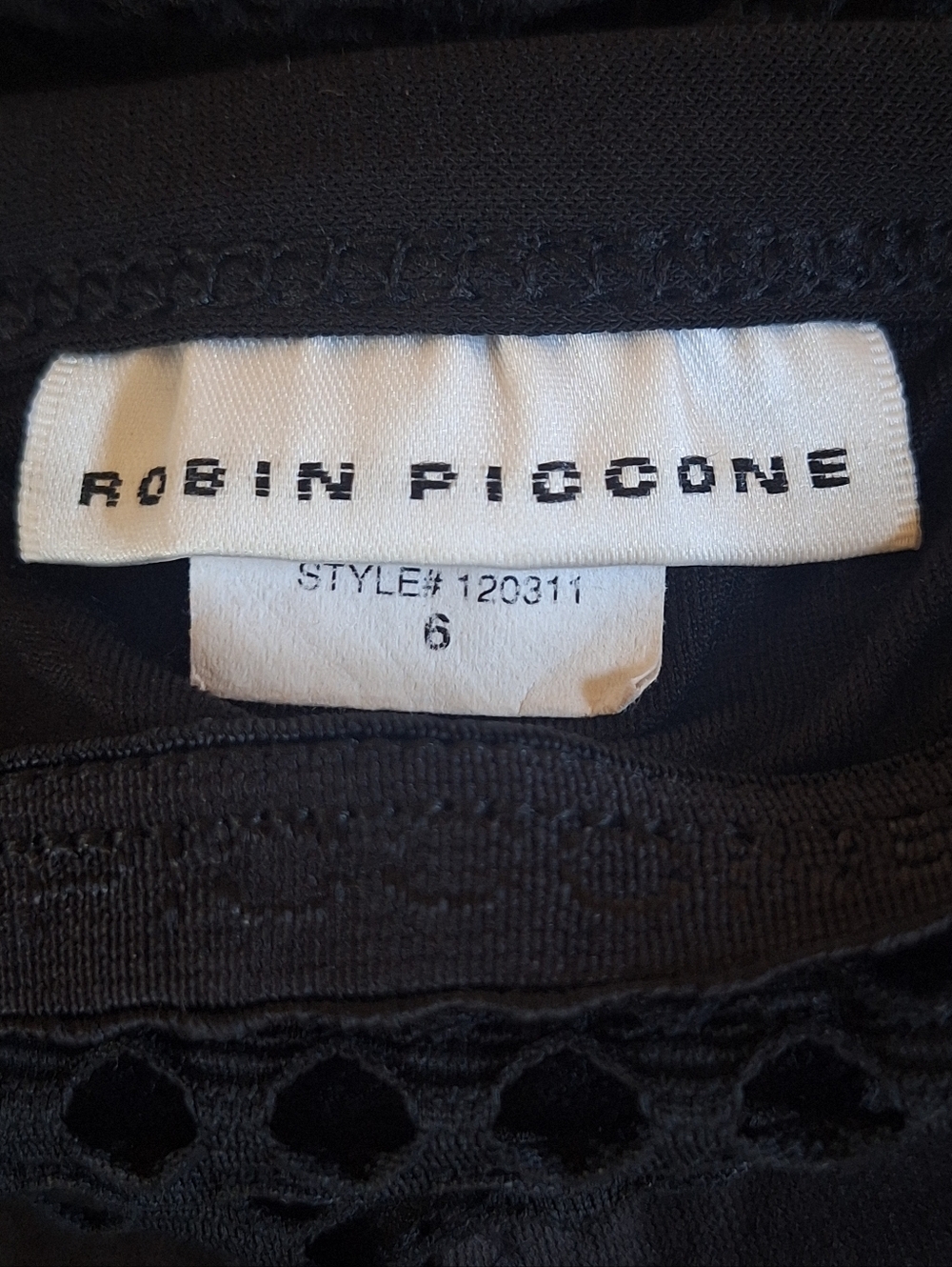 Robin Piccone Penelope Crochet Overlay Swimsuit Size 6 Black One Piece Swimwear - Picture 4 of 7